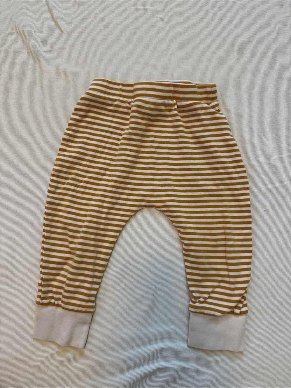 Little Green Radicals Striped Mustard and White Pants (18-24m)